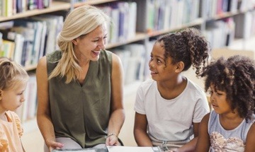 teacher with students