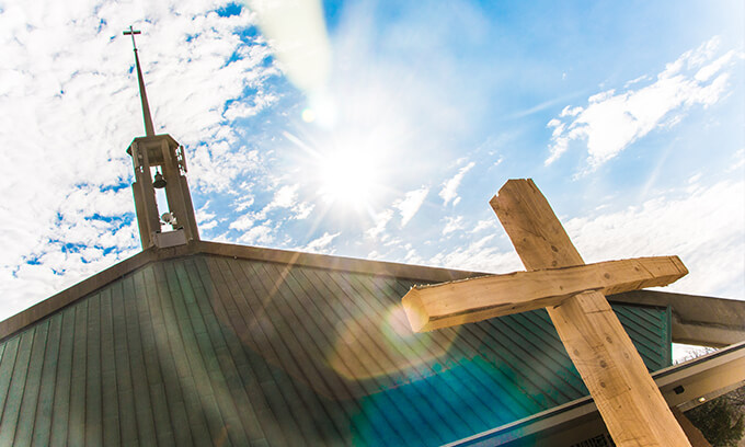 Wooden Cross on Bluff